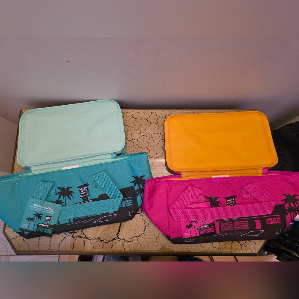 Set Of 2 Trader Joe's Mini Insulated Cooler Bags Brand New With Tags